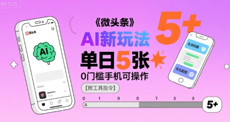 微头条AI新玩法,小白单日5张 ,0门槛手机可操作【附工具指令】