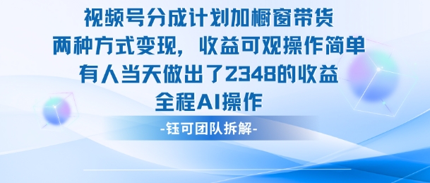 新玩法,视频号分成计划 橱窗带货,有人当天做出了2348的收益-51云资源