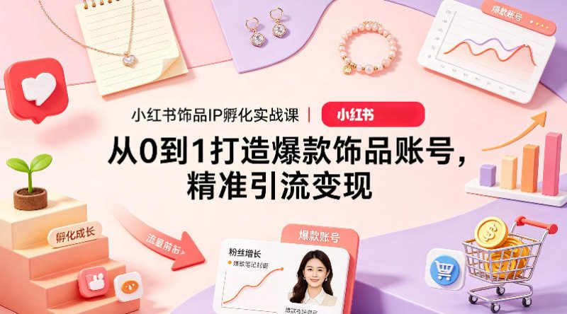 小红书饰品IP孵化实战课｜从0到1打造爆款饰品账号，精准引流变现-51云资源