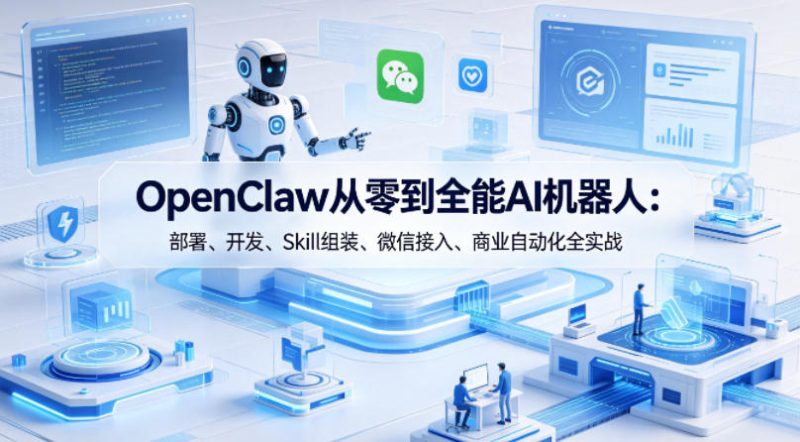 OpenClaw从零到全能AI机器人：部署、开发、Skill组装、微信接入、商业自动化全实战-51云资源