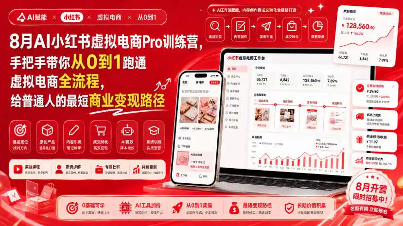 8月AI小红书虚拟电商Pro训练营，手把手带你从0到1跑通虚拟电商全流程，给普通人的最短商业变现路径(更新0903)-51云资源