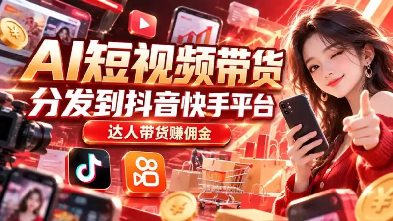 【AI短视频带货】分发到抖音快手平台,达人带货赚佣金-51云资源