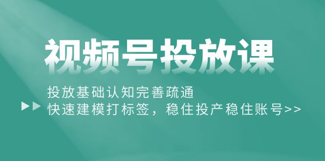 (10205期)视频号投放课:投放基础认知完善疏通,快速建模打标签,稳住投产稳住账号-51云资源