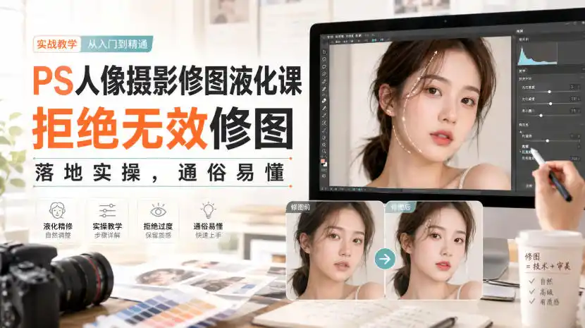 PS人像摄影修图液化课，拒绝无效修图，落地实操，通俗易懂-51云资源