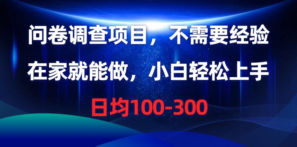 （10402期）问卷调查项目，不需要经验，在家就能做，小白轻松上手，日均100-300-51云资源