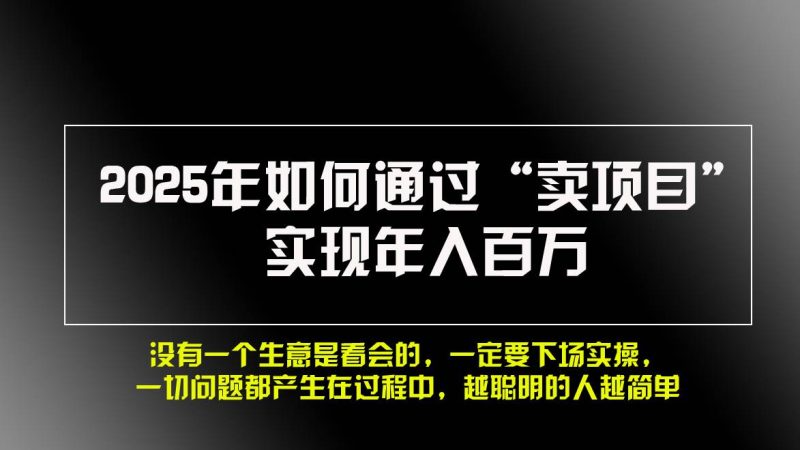 (13468期)2025年如何通过“卖项目”实现年入百万,做网创必看!!-51云资源