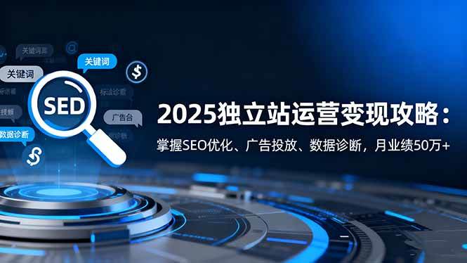 (16371期)2025独立站运营变现攻略:掌握SEO优化、广告投放、数据诊断,月业绩50万