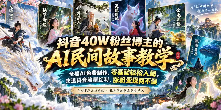 抖音40W粉丝博主的AI民间故事教学,全程AI免费制作,零基础轻松入局,吃透抖音流量红利,涨粉变现两不误-51云资源