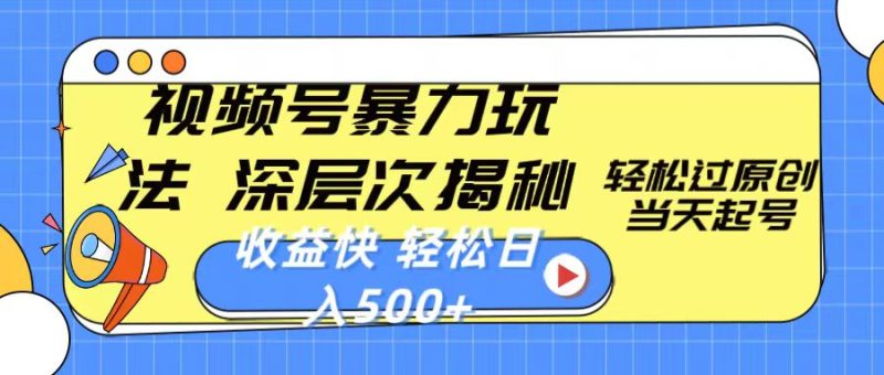 （10772期）视频号暴力玩法，深层次揭秘,轻松过原创，当天起号，收益快，轻松日入500-51云资源