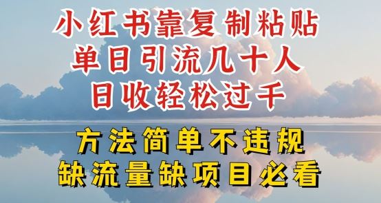 小红书靠复制粘贴单日引流几十人目收轻松过千,方法简单不违规【揭秘】