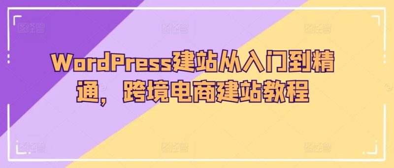 WordPress建站从入门到精通,跨境电商建站教程-51云资源
