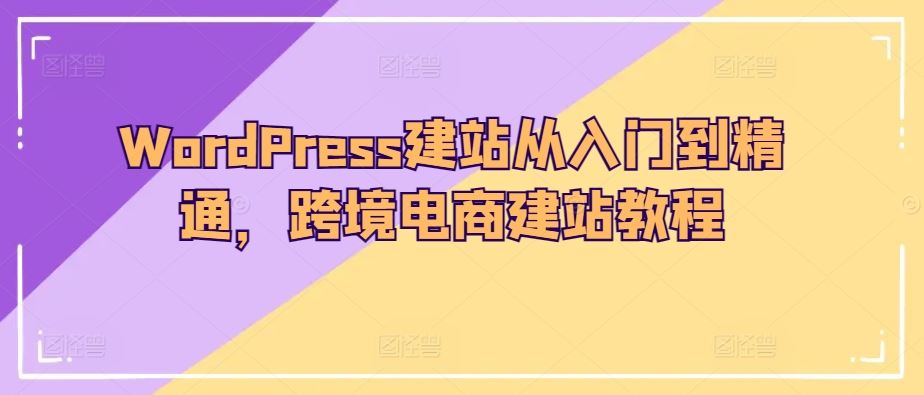 WordPress建站从入门到精通，跨境电商建站教程-51云资源