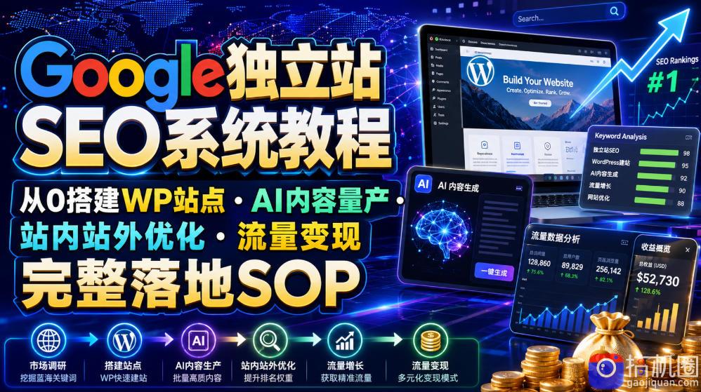 Google独立站SEO系统教程,从0搭建WP站点・AI内容量产・站内站外优化・流量变现完整落地SOP(2026年7月)-51云资源