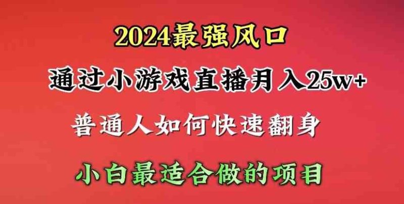 (10020期)2024年最强风口,通过小游戏直播月入25w 单日收益5000 小白最适合做的项目-51云资源