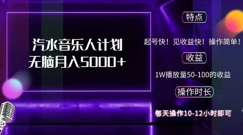 (12429期)抖音汽水音乐人计划无脑月入5000
