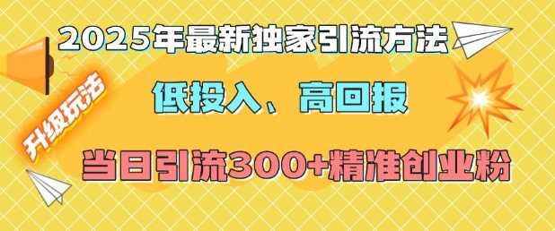 2025年最新独家引流方法，低投入高回报？当日引流300 精准创业粉-51云资源