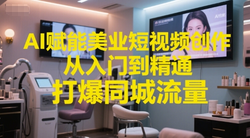 AI赋能美业短视频创作,从入门到精通,打爆同城流量,超级AI工具短视频实操落地-51云资源