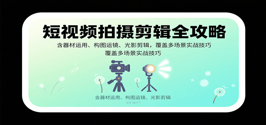 短视频拍摄剪辑全攻略:含器材运用、构图运镜、光影剪辑,覆盖多场景实战技巧-51云资源