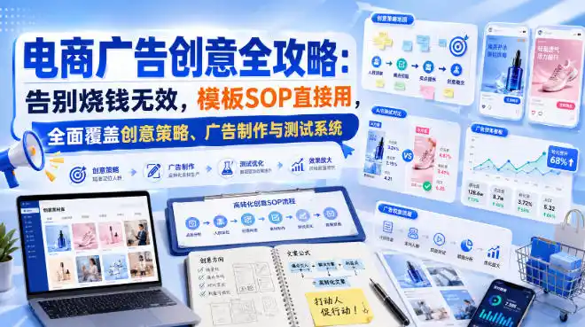 电商广告创意全攻略：告别烧钱无效，模板SOP直接用，全面覆盖创意策略、广告制作与测试系统【原创双语字幕】-51云资源
