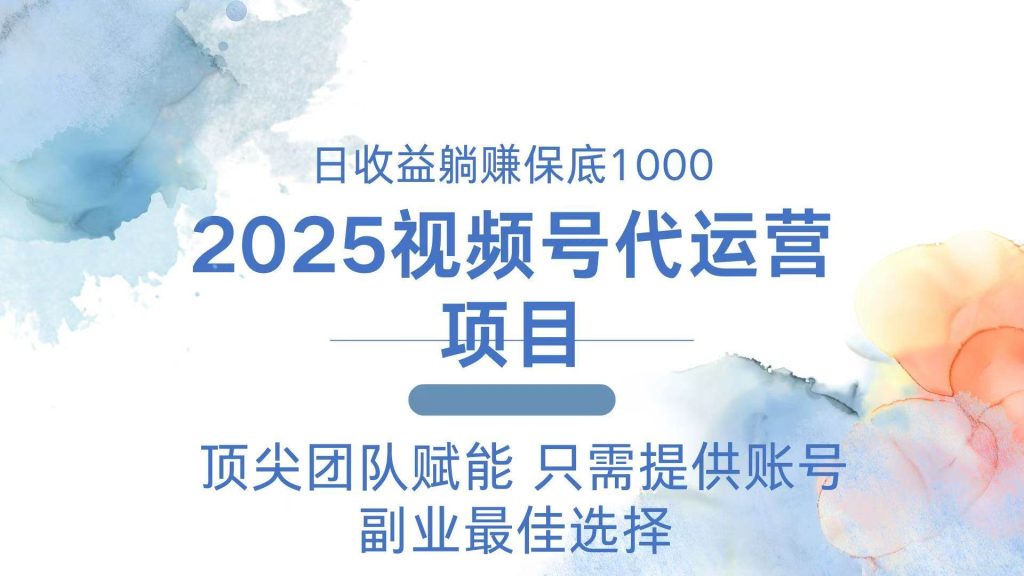 (14240期)2025视频号代运营 日躺赚1000+ 只需提供账号-51云资源