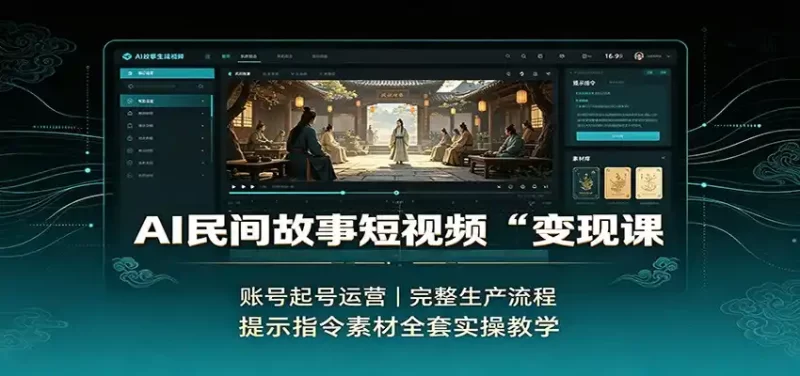 AI民间故事短视频变现课：账号起号运营，完整生产流程，提示指令素材全套实操教学-51云资源