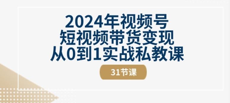 2024年视频号短视频带货变现从0到1实战私教课(31节视频课)-51云资源