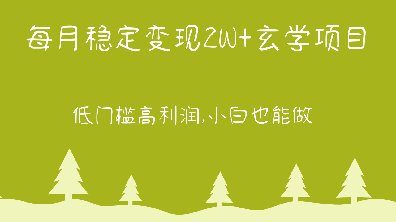 每月稳定变现2W 玄学项目，低门槛高利润,小白也能做 教程 详解