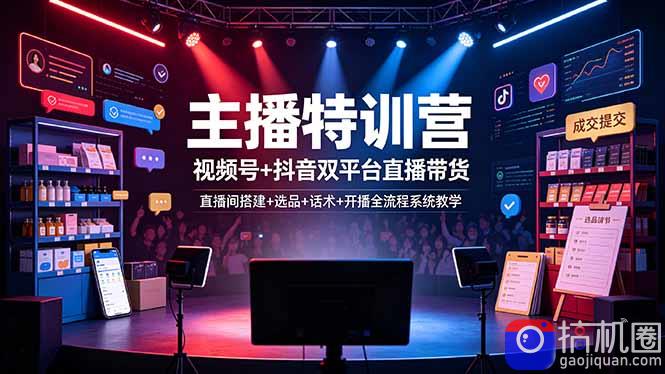 主播特训营:视频号 抖音双平台直播带货,直播间搭建 选品 话术 开播全流程系统教学-51云资源