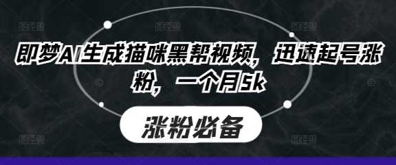 即梦AI生成猫咪黑帮视频，迅速起号涨粉，一个月5k-51云资源
