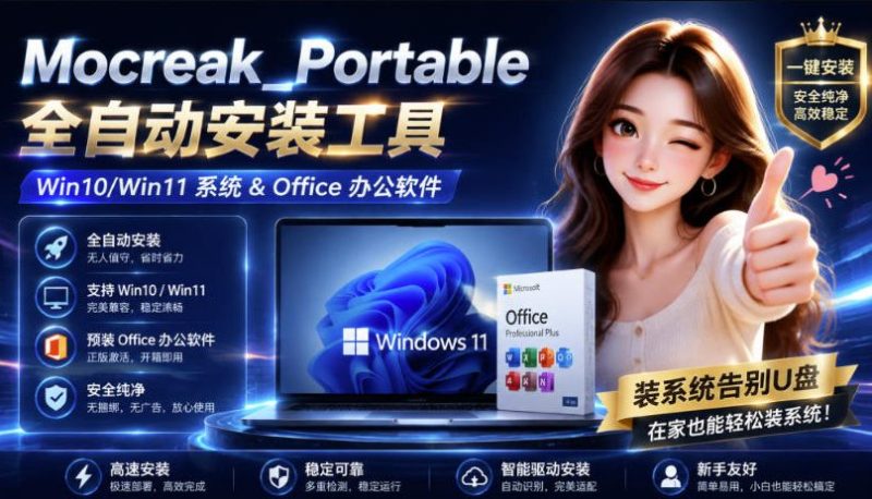 Mocreak全自动安装office和win10、win11系统，告别U盘装系统，使用安全可靠-51云资源