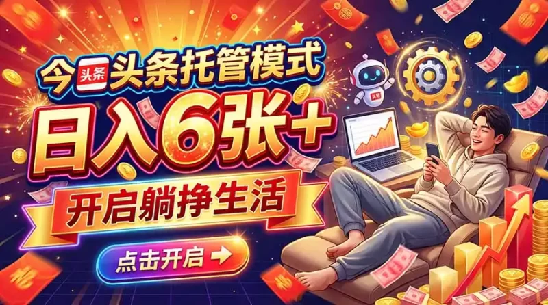 今日头条AI托管模式，每天5分钟，最高月入5000 ，操作超简单，零门槛-51云资源
