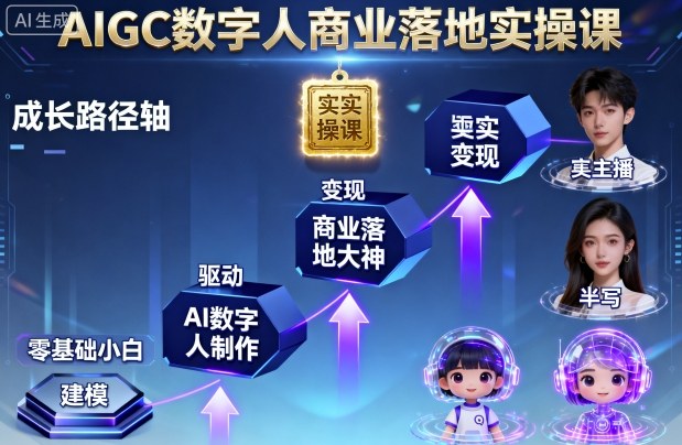 AIGC数字人商业落地实操课,从零基础小白到AI数字人大神-51云资源