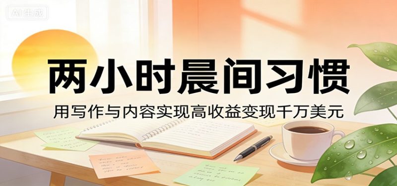 付费文章:两小时晨间习惯,用写作与内容实现高收益变现千万美元-51云资源