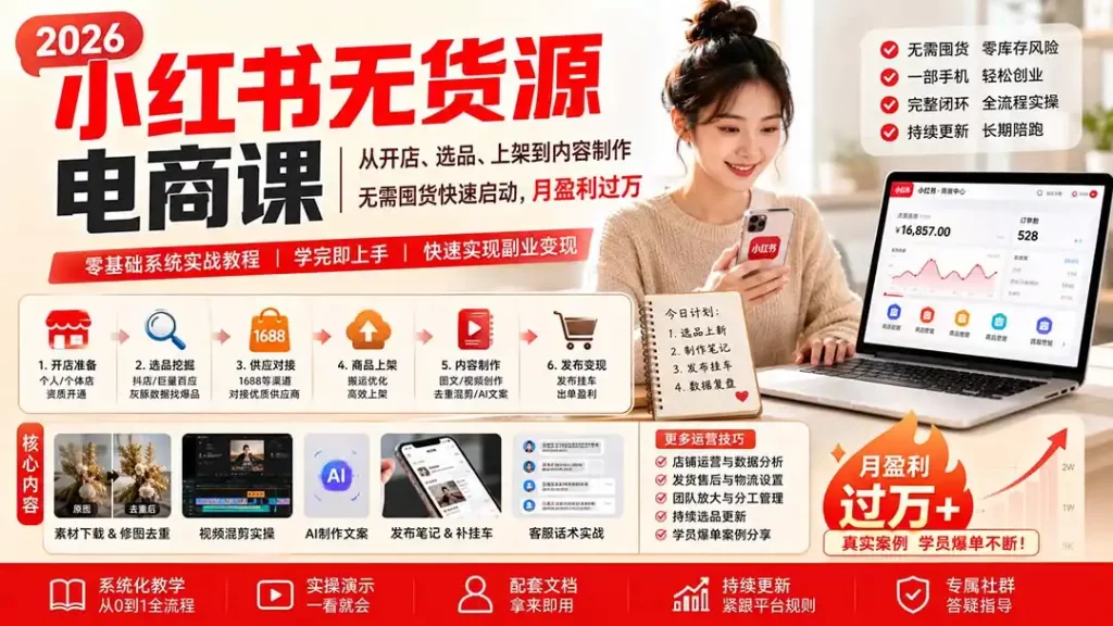 小红书无货源电商课(9月16更新-51云资源