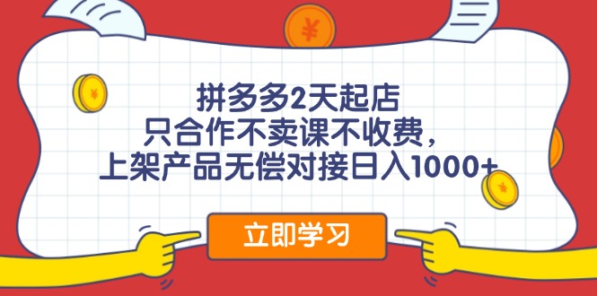 (12356期)拼多多0成本开店,只合作不卖课不收费,0成本尝试,日赚千元