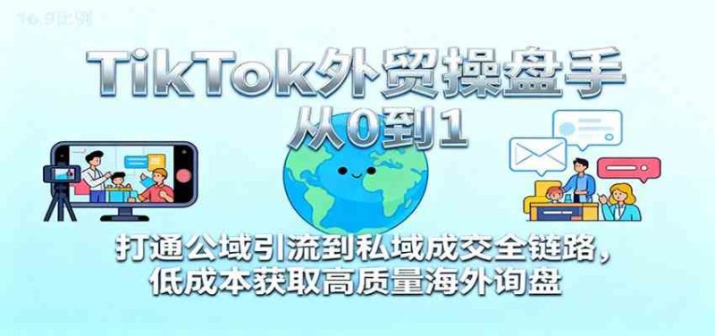 TikTok外贸操盘手从0到1,打通公域引流到私域成交全链路,低成本获取高质量海外询盘-51云资源