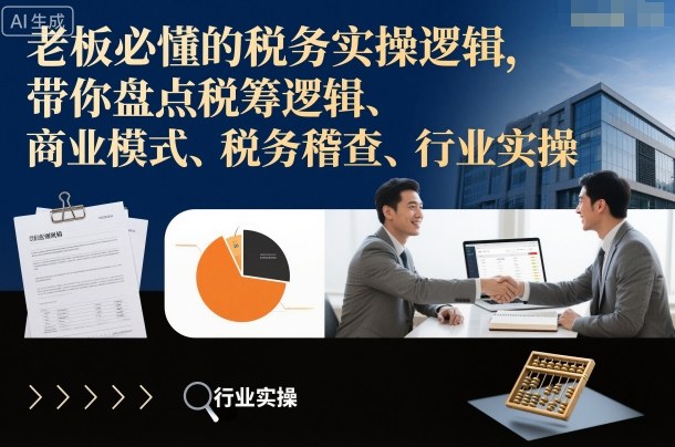 老板必懂的税务实操逻辑,带你盘点税筹逻辑、商业模式、税务稽查、行业实操-51云资源