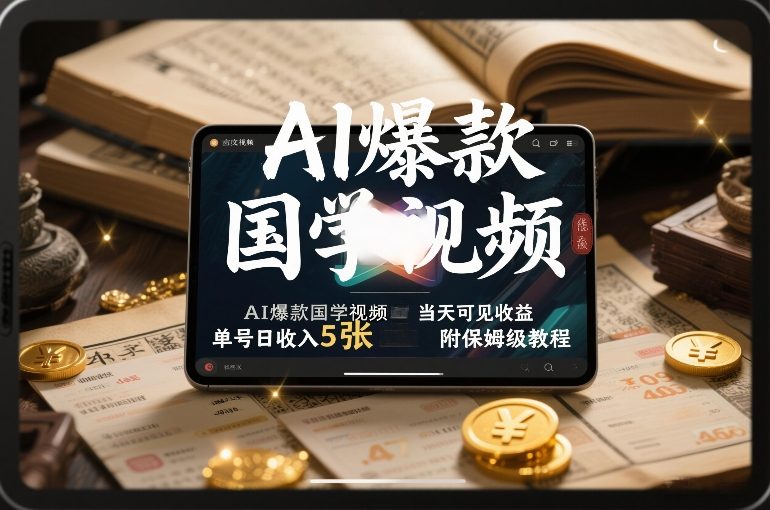 AI爆款国学视频，独家起号方法，小白直接上手，当天可见收益，单号日收入5张 附保姆级教程-51云资源