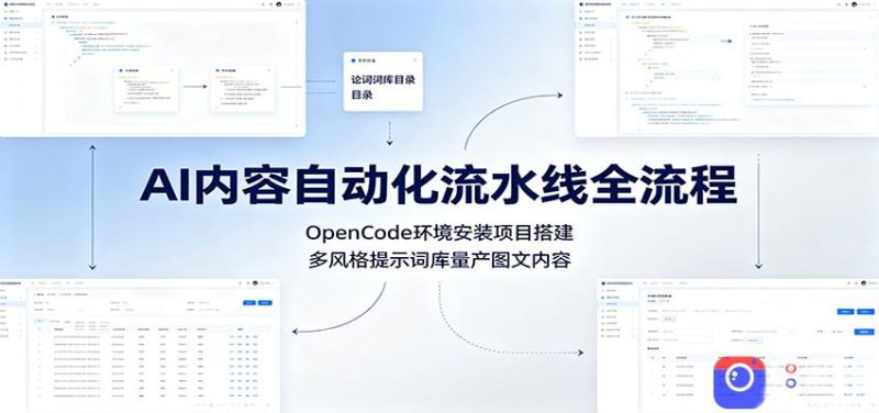 AI内容自动化流水线全流程:OpenCode环境安装项目搭建,多风格提示词库量产图文内容-51云资源