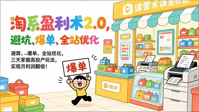 淘系盈利术2.0，避坑、爆单、全站优化，三天掌握高投产玩法，实现月利润翻倍！-51云资源