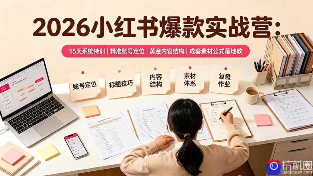 2026小红书爆款实战营:15天系统特训|精准账号定位|黄金内容结构|成套素材公式落地教程-51云资源