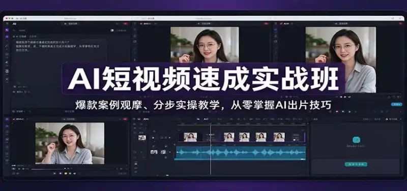 AI短视频速成实战班：爆款案例观摩、分步实操教学，从零掌握AI出片技巧-51云资源