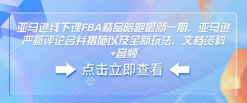 亚马逊线下课FBA精品陪跑最新一期，亚马逊严抓评论合并措施以及全新玩法，文档资料 音频-51云资源