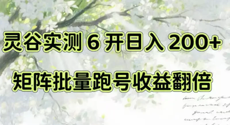 一台电脑就能做！灵谷实测6开日入200 ，矩阵批量跑号收益翻倍【揭秘】-51云资源