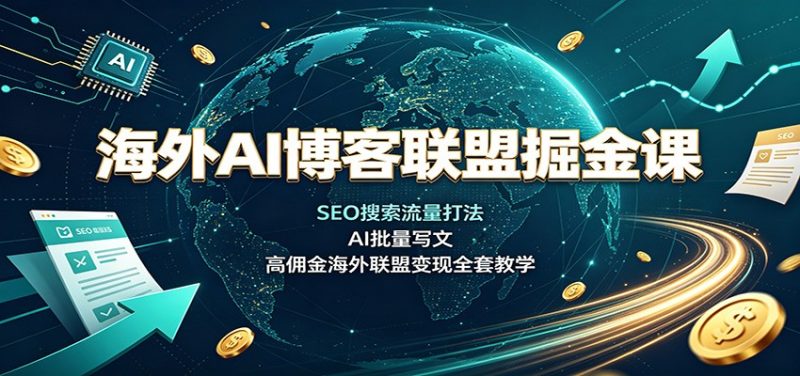 海外AI博客联盟掘金课:SEO搜索流量打法,AI批量写文,高佣金海外联盟变现全套教学-51云资源