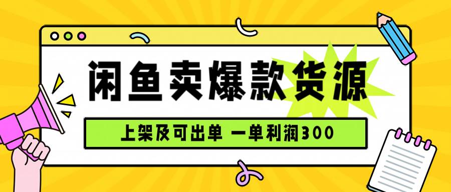 (15977期)闲鱼卖爆款货源,每天利润1000,上架即出单