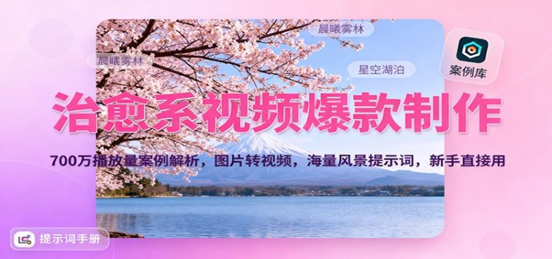 治愈系视频爆款制作,700万播放量案例解析,图片转视频,海量风景提示词,新手直接用-51云资源