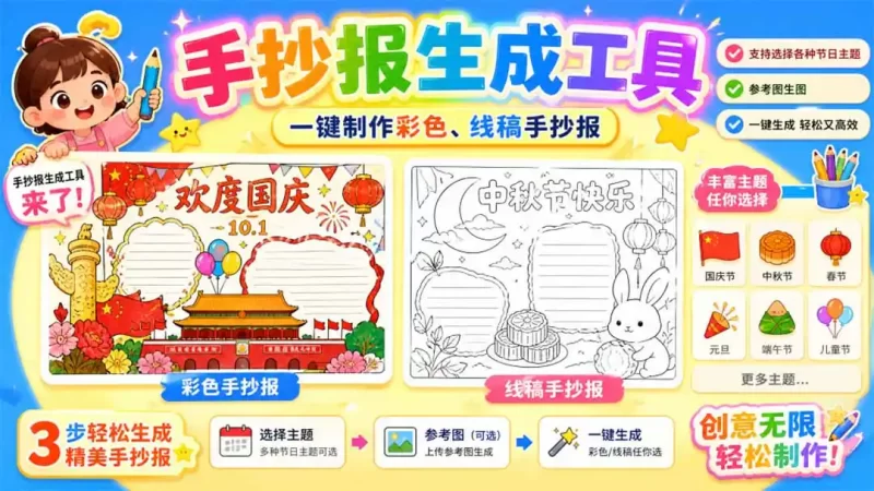 手抄报批量生成工具来了，完全免费，告别豆包生图，这个高清无水印-51云资源