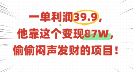 一单利润39.9,有人靠这个变现几十个,偷偷闷声发财的项目-51云资源