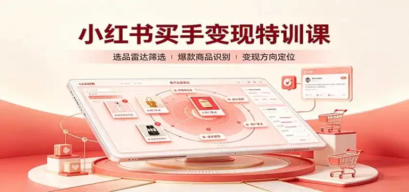 小红书买手变现特训课：账号定位养号起号，选品挂车，笔记标题封面全套教学-51云资源